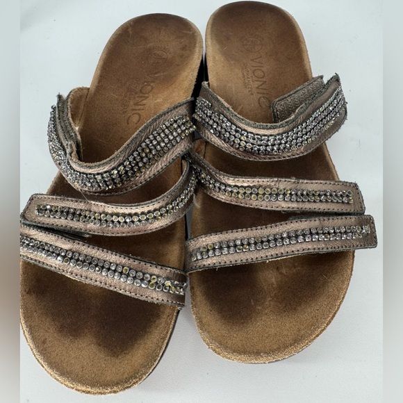 Vionic Pewter Women’s Double Strap Gray Metallic Sandal - Picture 8 of 8